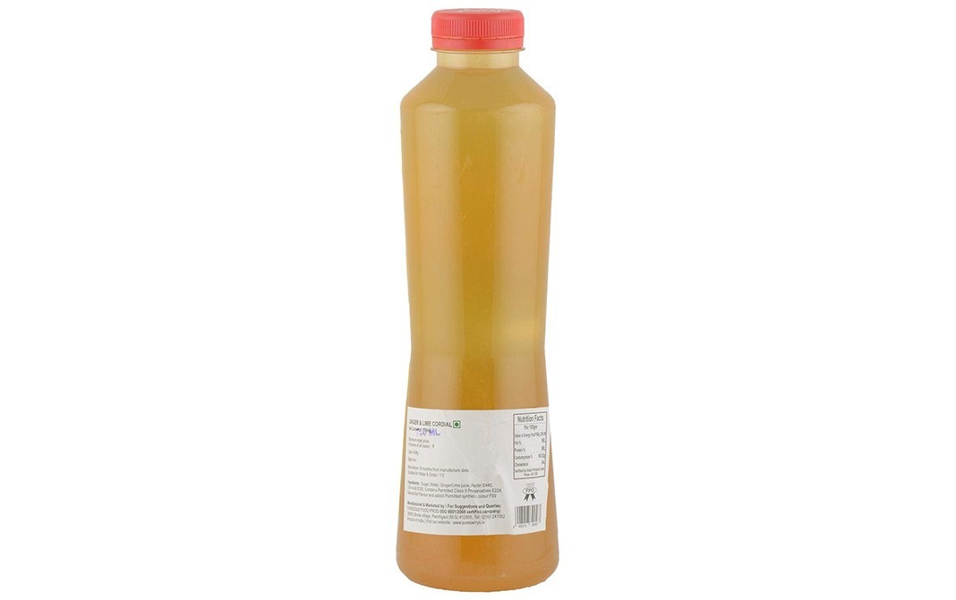 Pure Berry's Ginger & Lime Cordial    Bottle  750 millilitre